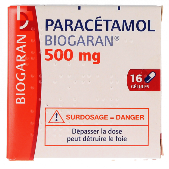 Paracétamol Biogaran 500mg - boîte de 16 gélules