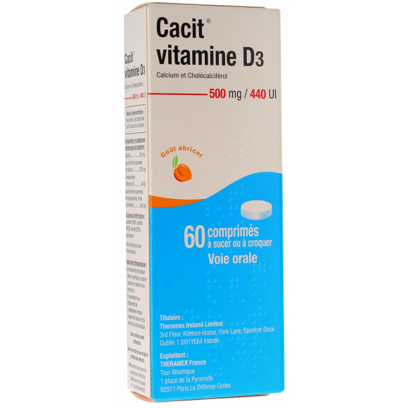 Cacit Vitamine D3 500mg/440 U.I - 60 comprimés