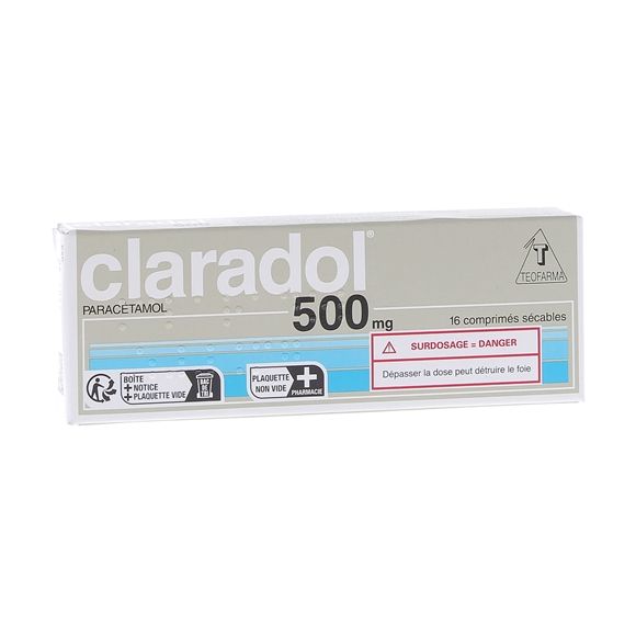 Claradol 500mg comprimé sécable - boîte de 16 comprimés