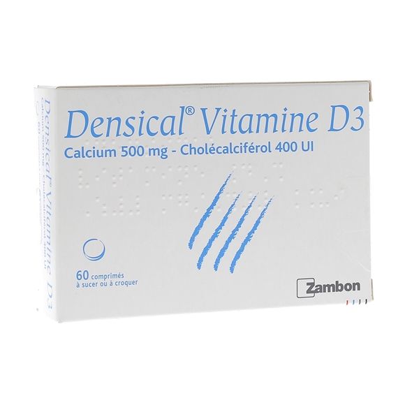 Densical Vitamine D3 500mg/400 U.I comprimé à sucer ou à croquer - boîte de 60 comprimés