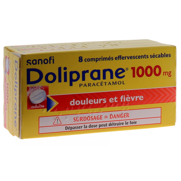 Doliprane 1000mg effervescent - boîte de 8 comprimés effervescents