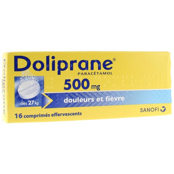 Doliprane 500mg comprimé effervescent - boîte de 16 comprimés