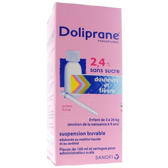 Doliprane sirop 2,4% sans sucre suspension buvable - flacon de 100 ml