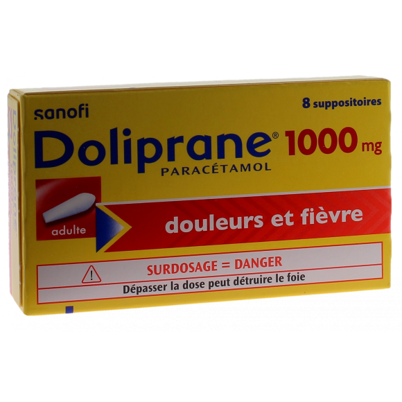 Doliprane 1000mg suppositoire - boîte de 8 suppositoires