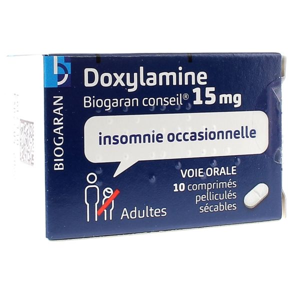 Doxylamine Biogaran 15mg comprimé pelliculé sécable - boîte de 10 comprimés