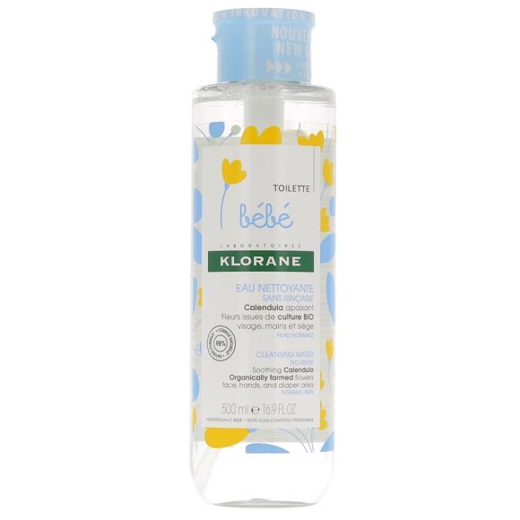 Eau nettoyante sans rinçage Klorane Bébé - Flacon de 750 ml