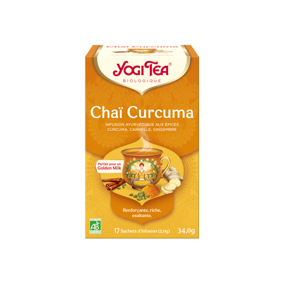 Infusion Chaï Curcuma bio Yogi Tea - boîte de 17 sachets