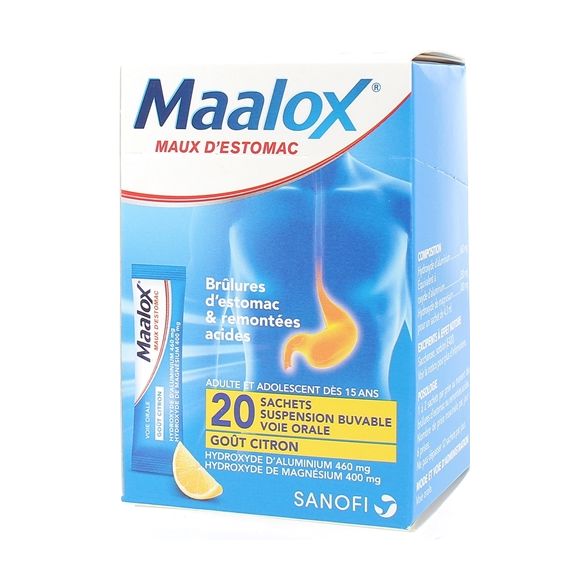 Maalox citron maux d'estomac - boîte de 20 sachets-doses