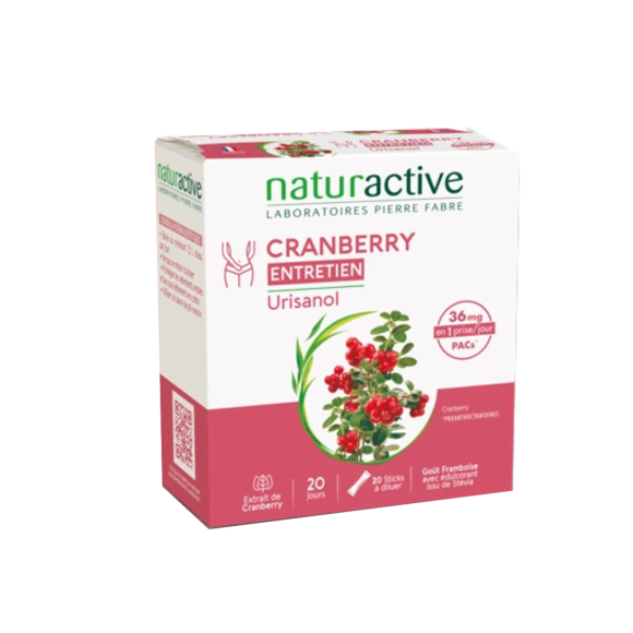 Urisanol cranberry entretien Naturactive - boîte de 20 sticks