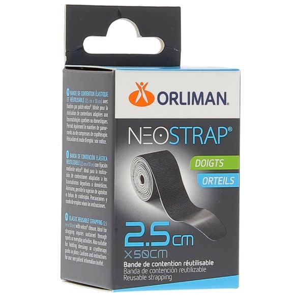 Neostrap doigts et orteils 2.5x50 cm Orliman - Boite de 1 bande de contention réutilisable