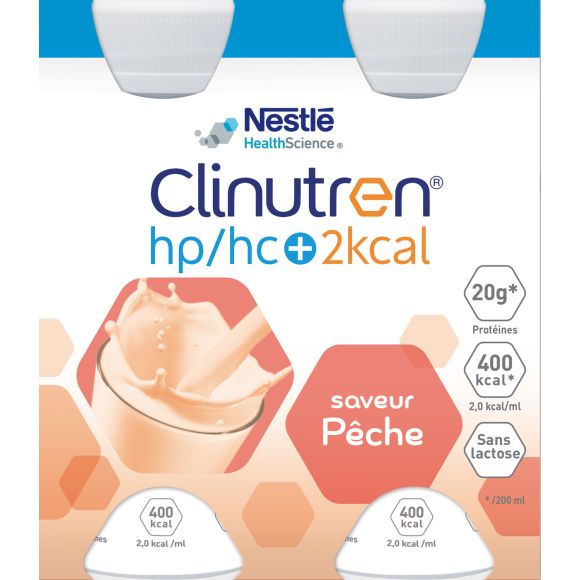 Clinutren HP/HC+ 2Kcal saveur pêche - 4 bouteilles de 200 ml