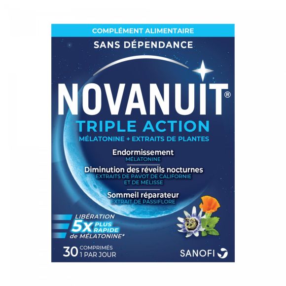 Novanuit triple action Sanofi - boîte de 30 comprimés