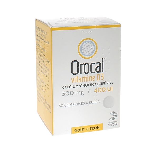 Orocal Vitamine D3 500mg/400 U.I comprimé à sucer - boîte de 60 comprimés