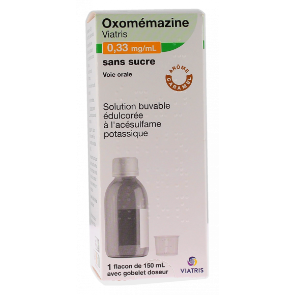 OXOMEMAZINE MYLAN 0,33 mg/ml SANS SUCRE solution buvable - flacon de 150 ml