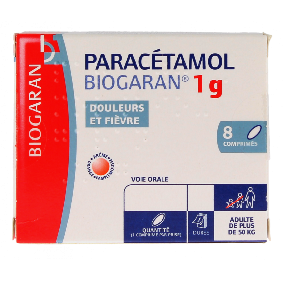 Paracétamol Biogaran 1g - 8 comprimés