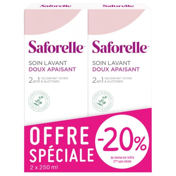 Saforelle soin lavant doux toilette intime - lot de 2 flacons de 250 ml