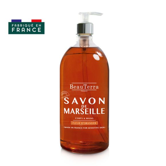 Savon de marseille fleur d'oranger Beauterra - flacon de 300 ml