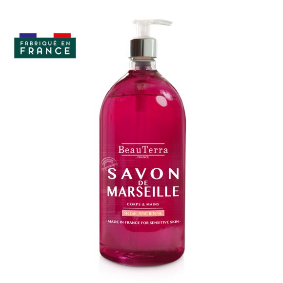 Savon de marseille rose Beauterra - flacon de 1 L