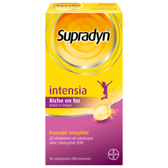 Supradyn Intensia Vitamines, Minéraux et Fer effervescent 30 comprimés Réduit la fatigue